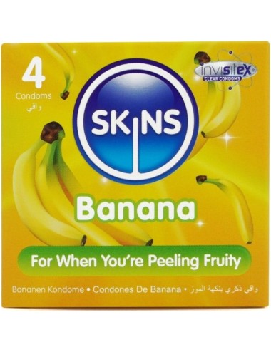 SKINS - PRESERVATIVOS PREMIUM SABOR PLÁTANO PACK 4