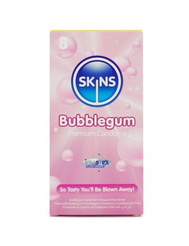 SKINS - PRESERVATIVOS PREMIUM SABOR CHICLE PACK 8
