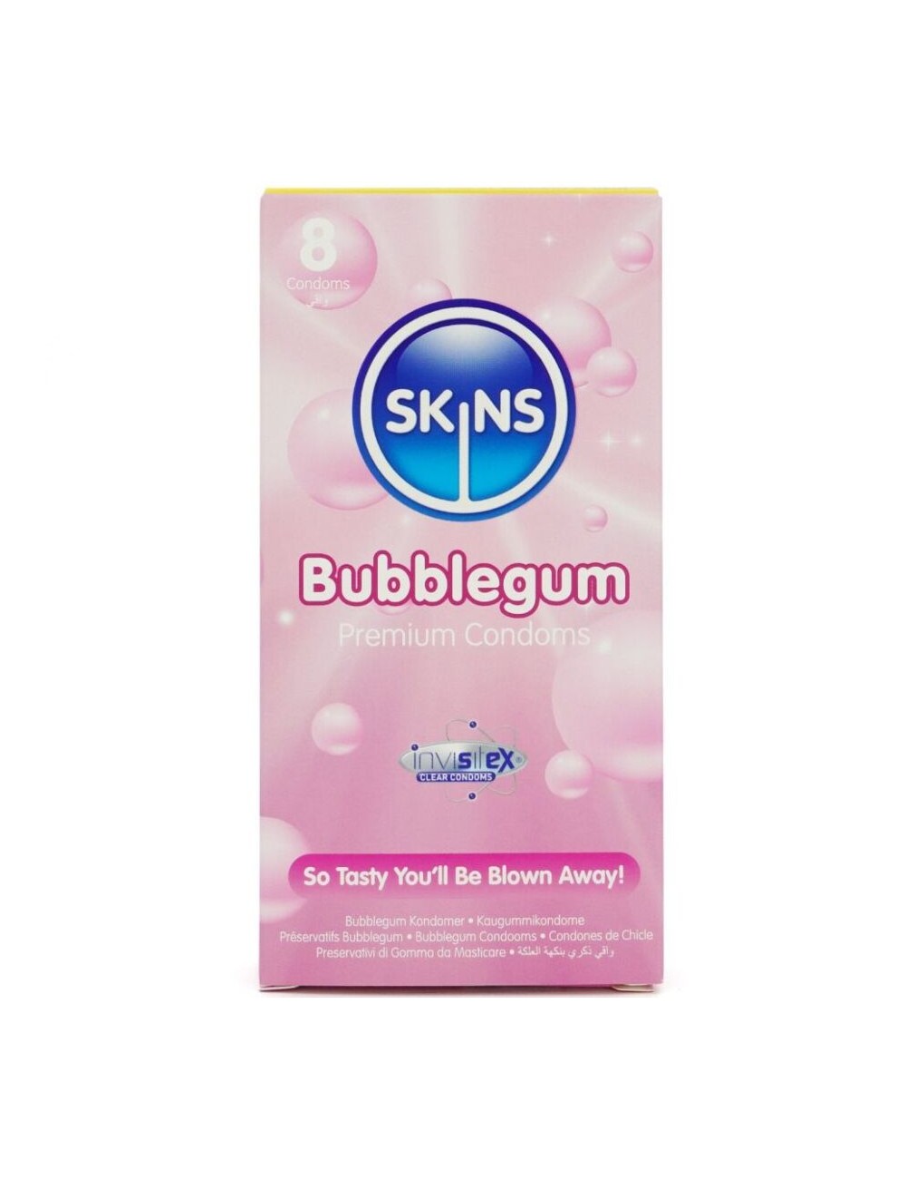 SKINS - PRESERVATIVOS PREMIUM SABOR CHICLE PACK 8 SKINS - PRESERVATIVOS PREMIUM SABOR CHICLE PACK 8