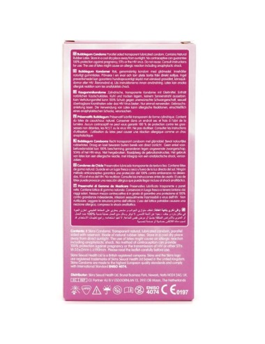 SKINS - PRESERVATIVOS PREMIUM SABOR CHICLE PACK 8