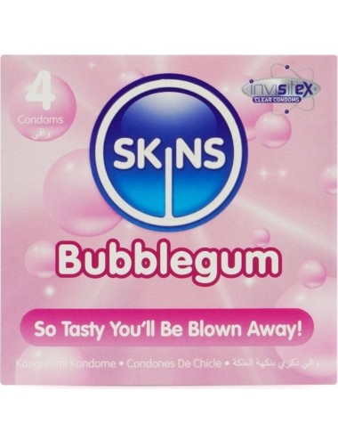 SKINS - PRESERVATIVOS PREMIUM SABOR CHICLE PACK 4
