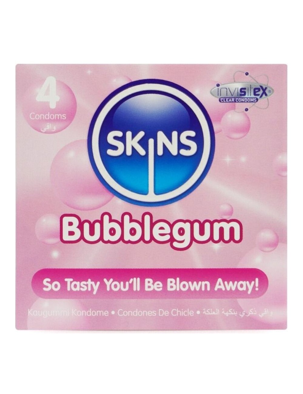 SKINS - PRESERVATIVOS PREMIUM SABOR CHICLE PACK 4 SKINS - PRESERVATIVOS PREMIUM SABOR CHICLE PACK 4