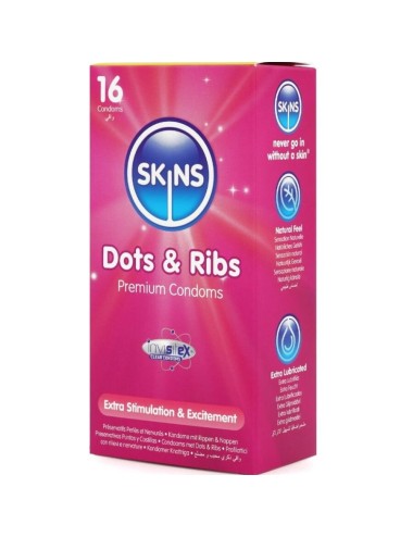 SKINS - DOTS & RIBS PRESERVATIVOS PREMIUM PACK 16