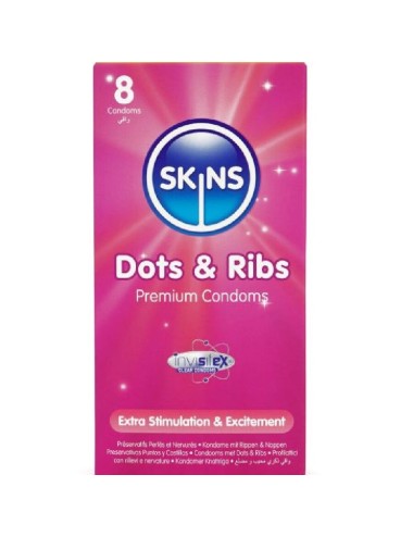 SKINS - DOTS & RIBS PRESERVATIVOS PREMIUM PACK 8