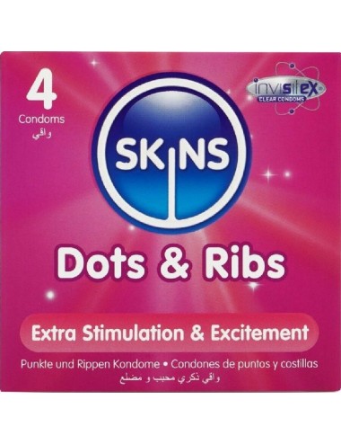 SKINS - DOTS & RIBS PRESERVATIVOS PREMIUM PACK 4