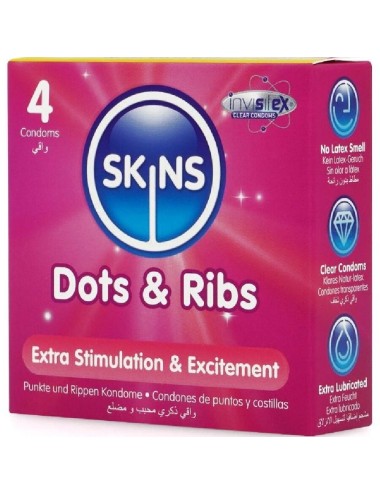 SKINS - DOTS & RIBS PRESERVATIVOS PREMIUM PACK 4