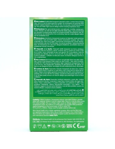 SKINS - PRESERVATIVOS PREMIUM SABOR MENTA PACK 8