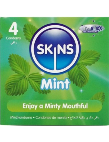 SKINS - PRESERVATIVOS PREMIUM SABOR MENTA PACK 4