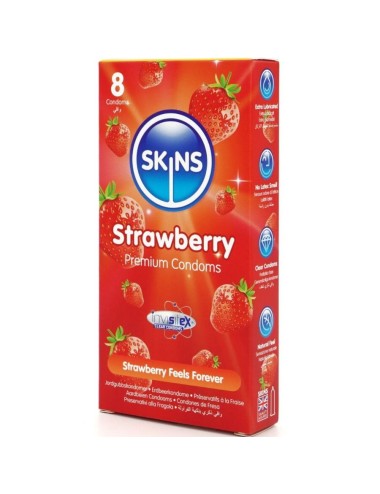 SKINS - PRESERVATIVOS PREMIUM SABOR FRESA PACK 8