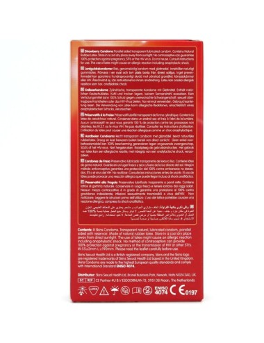 SKINS - PRESERVATIVOS PREMIUM SABOR FRESA PACK 8