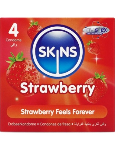 SKINS - PRESERVATIVOS PREMIUM SABOR FRESA PACK 4