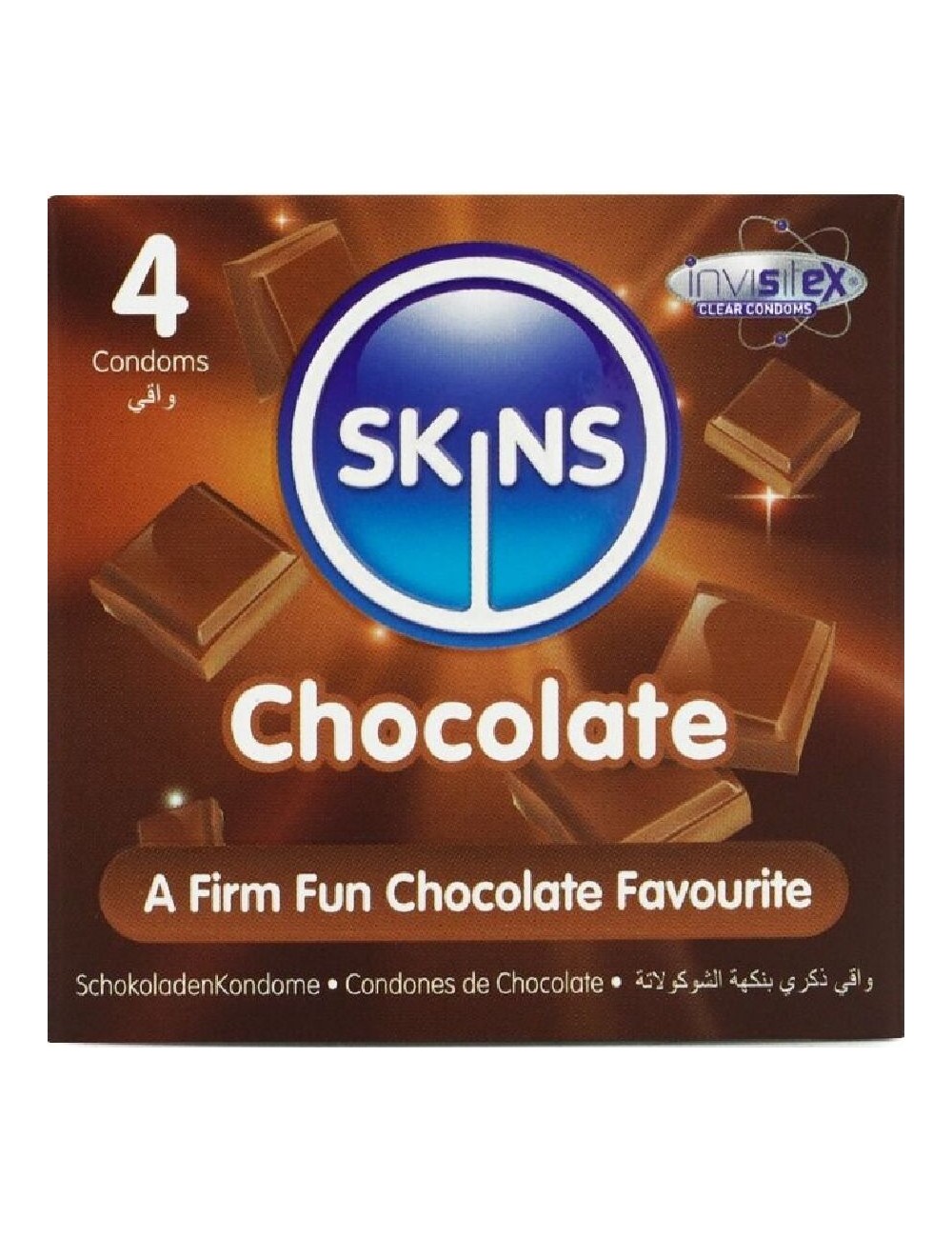 SKINS - PRESERVATIVOS PREMIUM SABOR CHOCOLATE PACK 4 SKINS - PRESERVATIVOS PREMIUM SABOR CHOCOLATE PACK 4