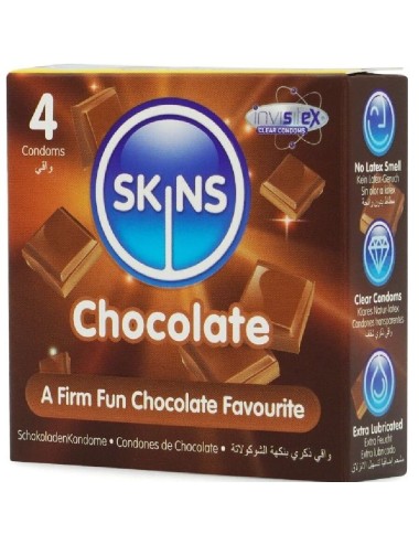 SKINS - PRESERVATIVOS PREMIUM SABOR CHOCOLATE PACK 4