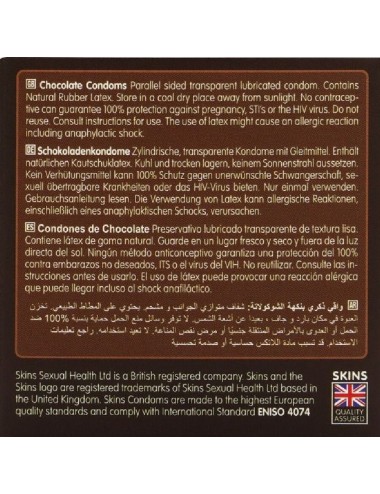SKINS - PRESERVATIVOS PREMIUM SABOR CHOCOLATE PACK 4