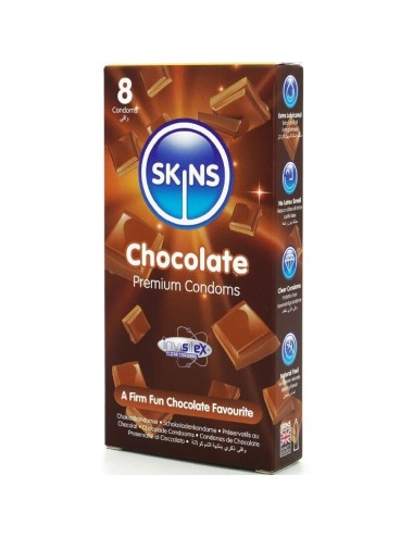 SKINS - PRESERVATIVOS PREMIUM SABOR CHOCOLATE PACK 8