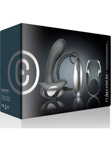 CLIMAXIMUM - EXCITE KIT ANILLO PARA PENE + MASAJEADOR PRÓSTATA CON CABLE