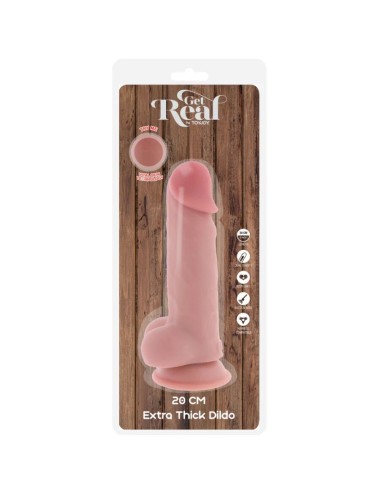 GET REAL - PENE REALÍSTICO DELUXE CON TESTÍCULOS EXTRA GRUESO 20 CM