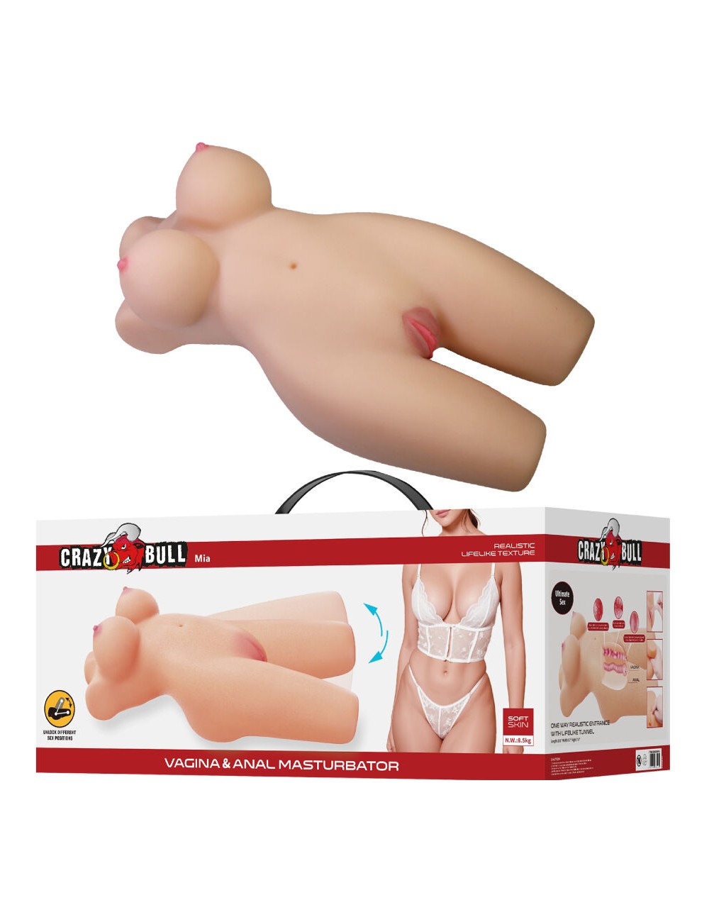 CRAZY BULL - MIA TORSO FEMENINO REALISTA VAGINA Y ANAL 8.5 KG