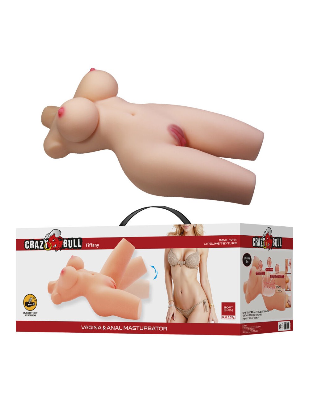 CRAZY BULL - TIFFANY TORSO FEMENINO REALISTA VAGINA Y ANAL 5.5 KG