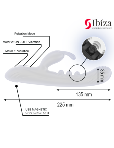 IBIZA - VIBRADOR RABBIT PERLAS CON PULSACIÓN
