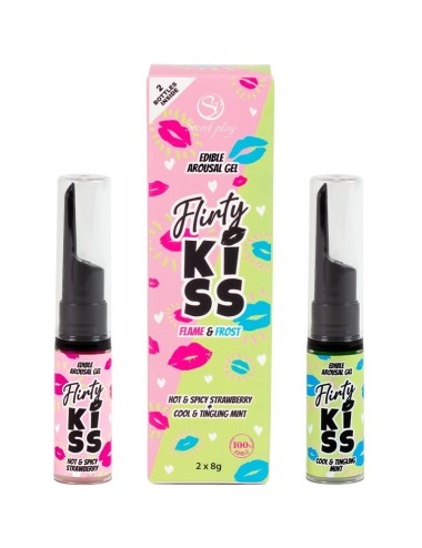 SECRETPLAY - FLIRTY KISS GELES CON EFECTOS SEXO ORAL FRESA & MENTA 2 x 8 GR