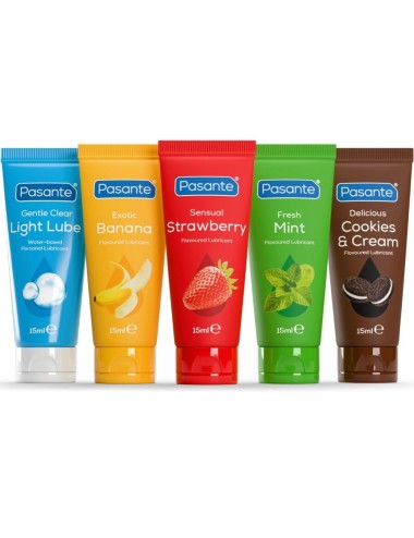 PASANTE - PACK LUBRICANTES SABORES VARIADOS 5 UDS X 15 ML
