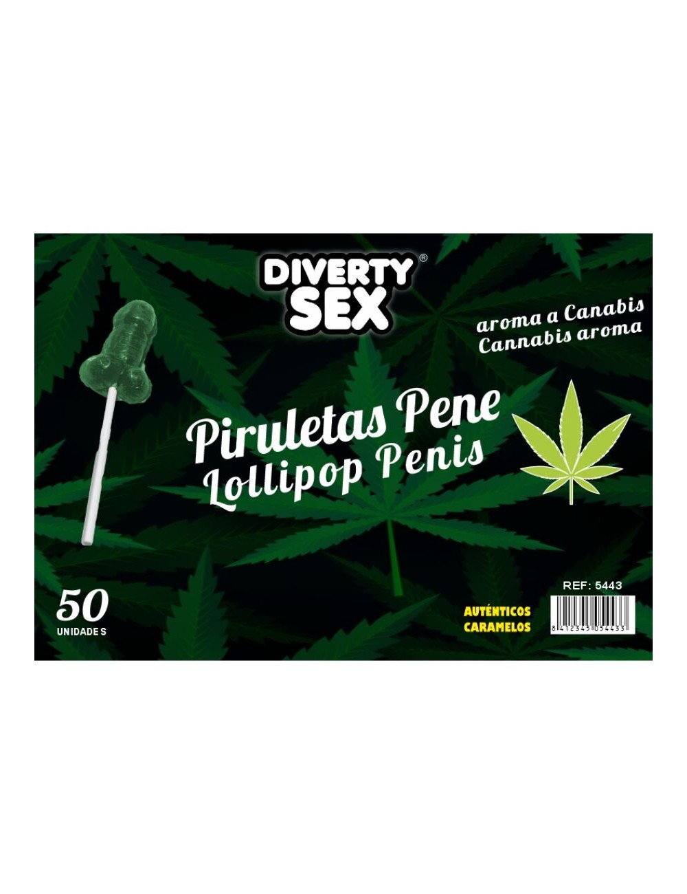 DIABLO GOLOSO - 50 PIRULETAS PENE AROMA CANNABIS