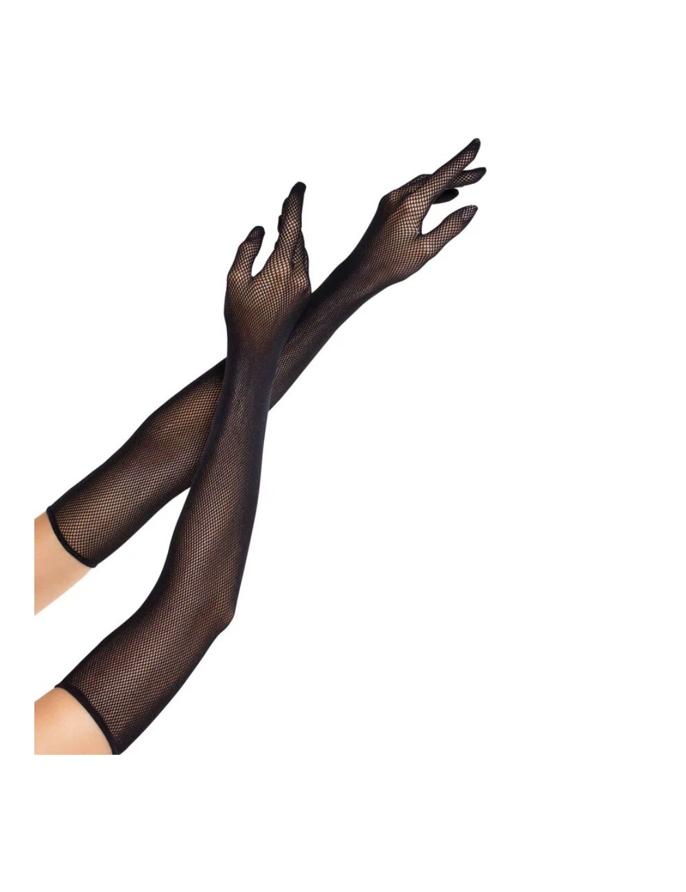 LEG AVENUE - GUANTES DE REJILLA LARGOS DE ÓPERA NEGRO