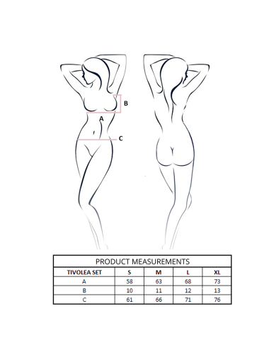 PASSION - TIVOLEA SET SUJETADOR + TANGA NEGRO S/M