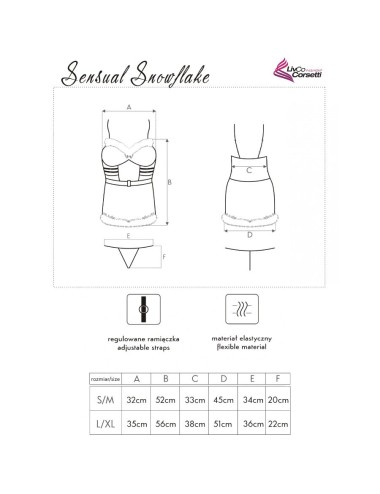 LIVCO CORSETTI FASHION - SENSUAL SNOWFLAKE LC 90603 CAMISA + TANGA + DIADEMA NAVIDEÑA L/XL