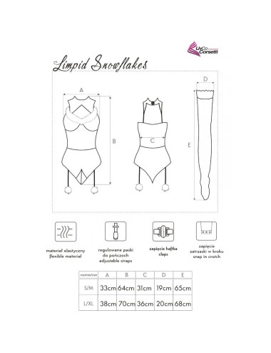 LIVCO CORSETTI FASHION - LIMPID SNOWFLAKES LC 90604 BODY + MEDIAS + DIADEMA NAVIDEÑA L/XL