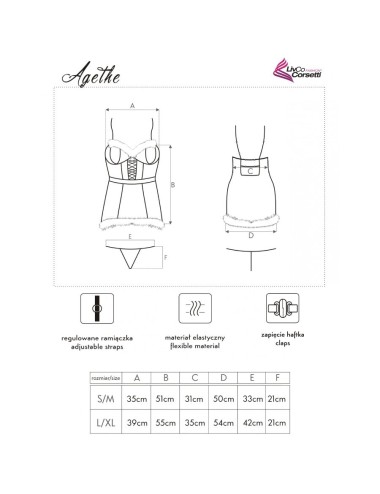 LIVCO CORSETTI FASHION - AGETHE LC 90607 CAMISA + TANGA + GORRO NAVIDEÑO L/XL