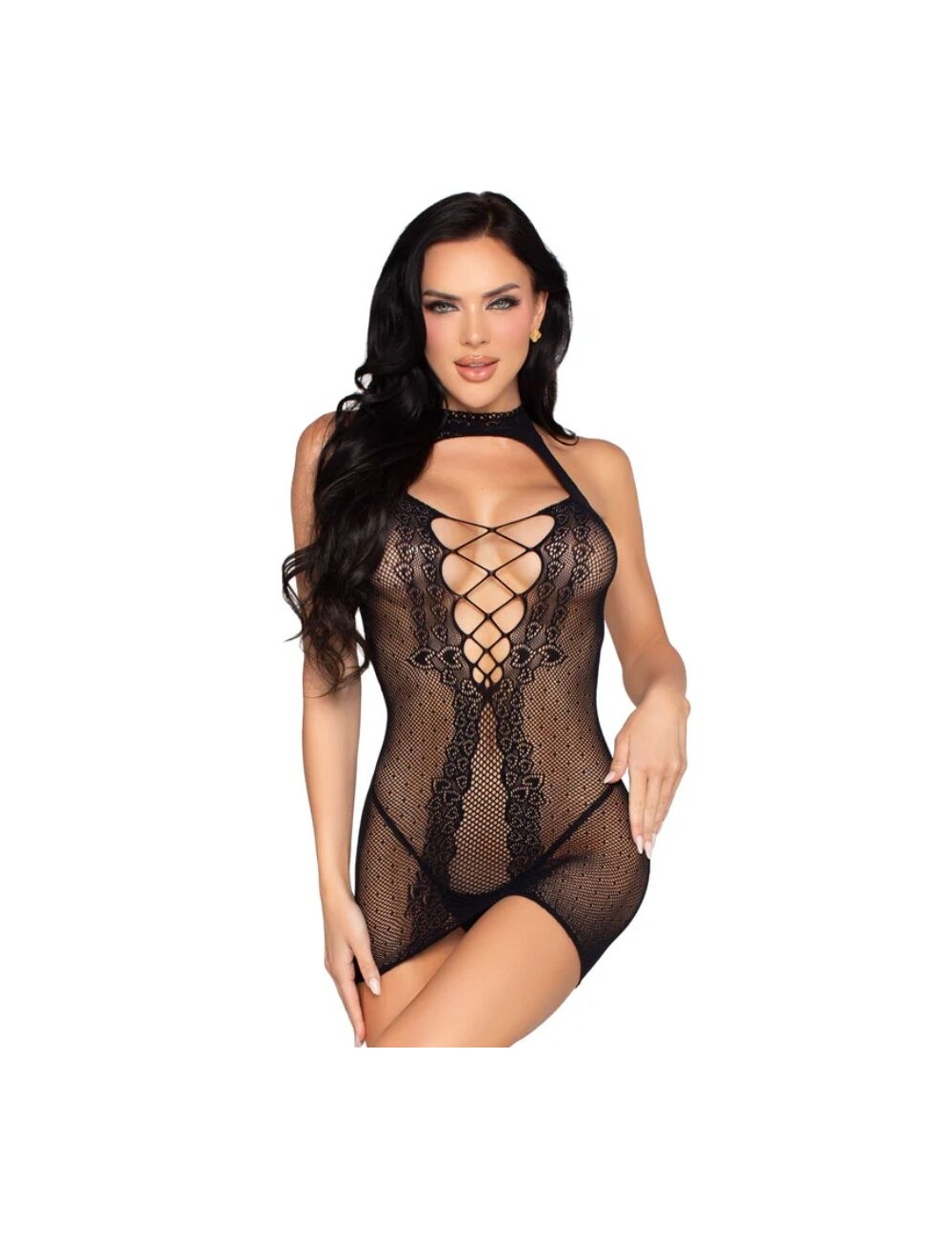 LEG AVENUE - 81675 MINI VESTIDO HALTER NEGRO - TALLA ÚNICA