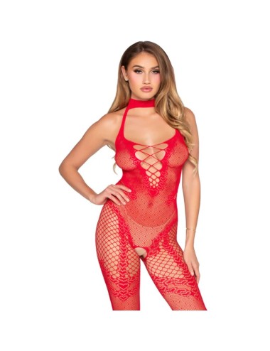 LEG AVENUE - 89336 BODYSTOCKING SIN ENTREPIERNA ROJO - TALLA ÚNICA