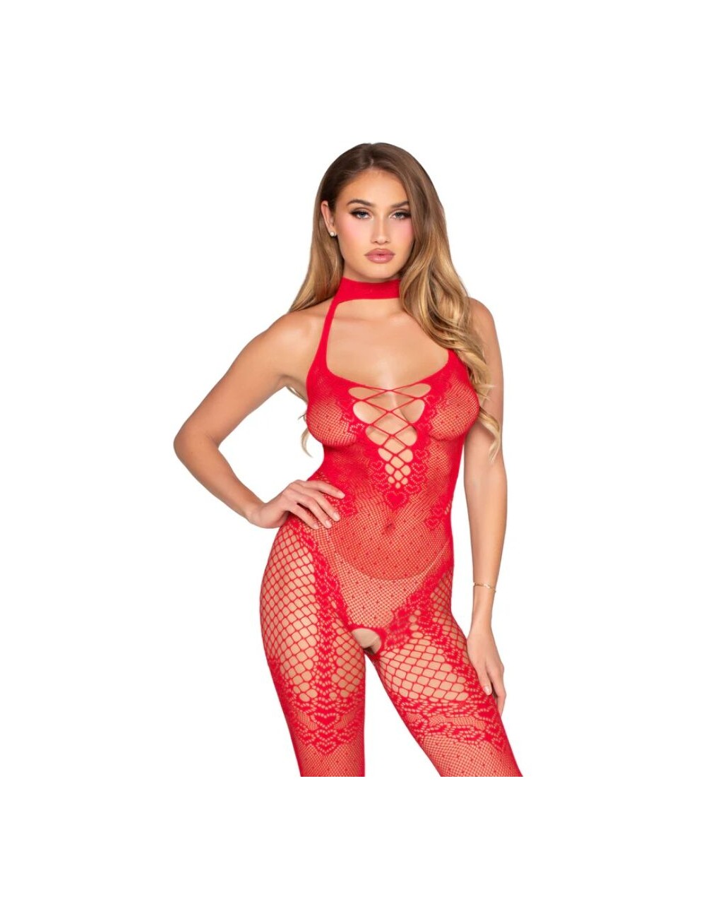 LEG AVENUE - 89336 BODYSTOCKING SIN ENTREPIERNA ROJO - TALLA ÚNICA
