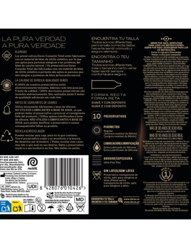 DUREX - CONEXIÓN TOTAL XL ULTRA FINO PLUS SIN LÁTEX 10 UNIDADES