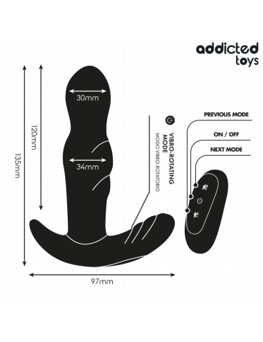 ADDICTED TOYS - PLUG ANAL VIBRADOR ROTATORIO CONTROL REMOTO
