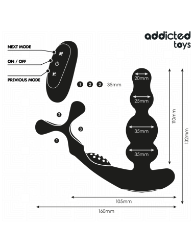 ADDICTED TOYS - MASAJEADOR PROSTÁTICO ROTATORIO CONTROL REMOTO