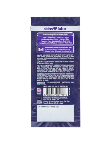 SKINS - SUPERSLIDE LUBRICANTE BASE DE SILICONA MONODOSIS 5 ML