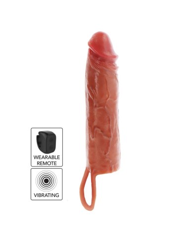 GET REAL - FUNDA HYDRATED SKIN DE SILICONA CON VIBRACIÓN PARA PENE CARAMELO 20 CM