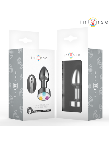 INTENSE - PLUG ANAL DE METAL VIBRADOR CON LUCES LED Y CONTROL REMOTO - TALLA S