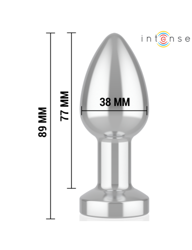 INTENSE - PLUG ANAL DE METAL VIBRADOR CON LUCES LED Y CONTROL REMOTO - TALLA M