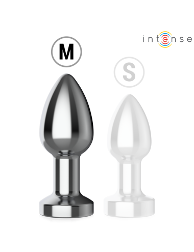 INTENSE - PLUG ANAL DE METAL VIBRADOR CON LUCES LED Y CONTROL REMOTO - TALLA M