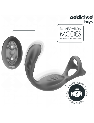 ADDICTED TOYS - ANILLO DOBLE VIBRADOR PROSTÁTICO CONTROL REMOTO