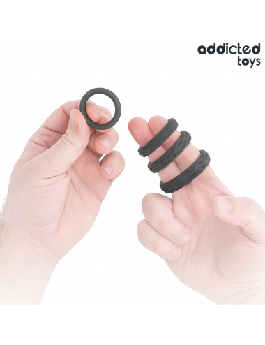 ADDICTED TOYS - SET ANILLOS PENE TEXTURIZADOS 4 TAMAÑOS