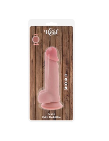 GET REAL - PENE REALÍSTICO DELUXE CON TESTÍCULOS EXTRA GRUESO 31 CM