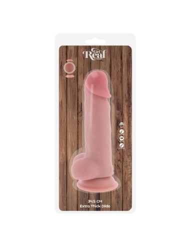 GET REAL - PENE REALÍSTICO DELUXE CON TESTÍCULOS EXTRA GRUESO 34.5 CM