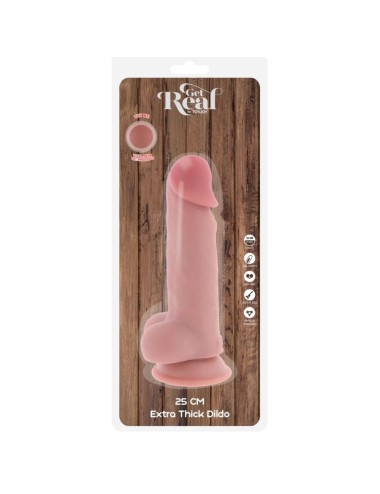 GET REAL - PENE REALÍSTICO DELUXE CON TESTÍCULOS EXTRA GRUESO 25 CM