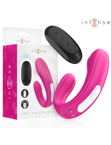 INTENSE - JANET ESTIMULADOR Y VIBRADOR DUAL EN FORMA DE U CON CONTROL REMOTO ROSA