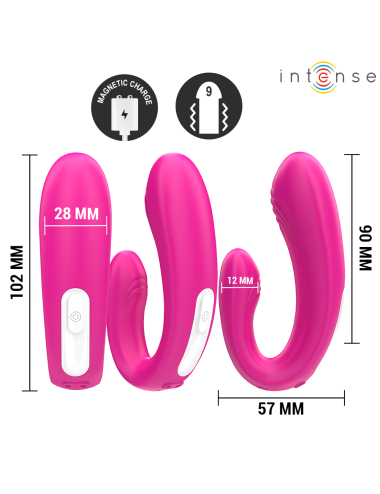INTENSE - JANET ESTIMULADOR Y VIBRADOR DUAL EN FORMA DE U CON CONTROL REMOTO ROSA
